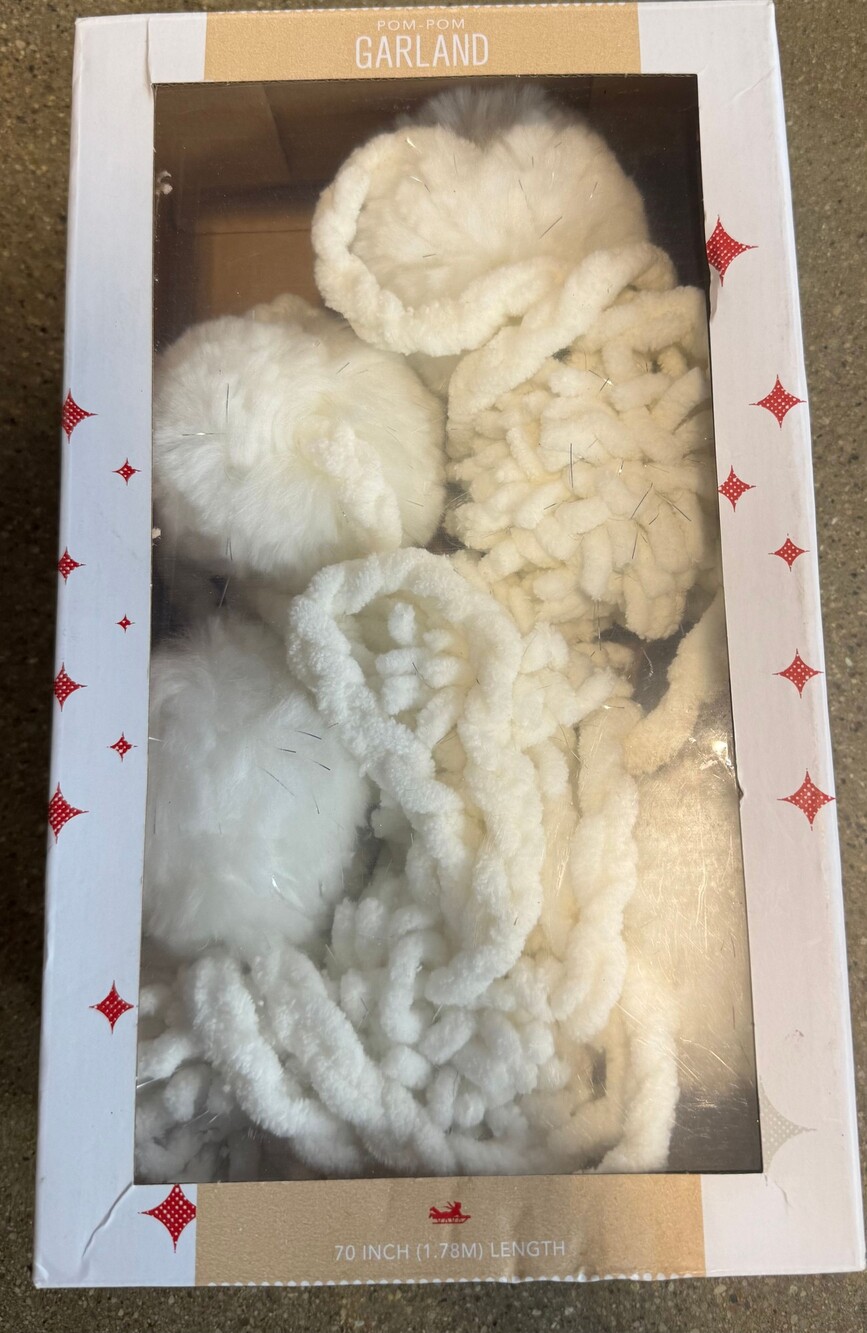 Holiday Lane Pom Pom Garland 70 Inch White Cream Christmas Decor
